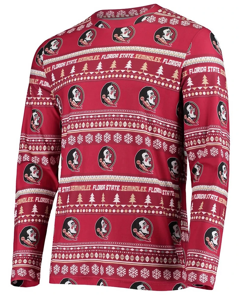 Men's Garnet Florida State Seminoles Ugly Sweater Knit Long Sleeve Top and Pant Set
