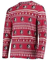 Men's Garnet Florida State Seminoles Ugly Sweater Knit Long Sleeve Top and Pant Set