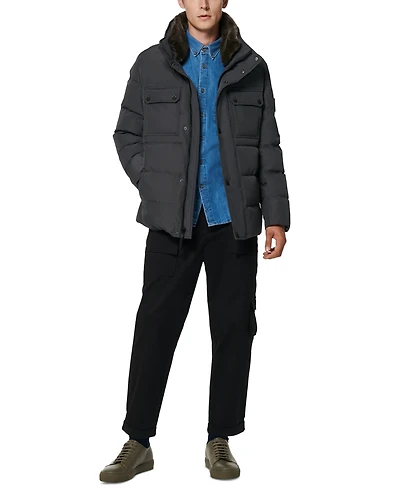 Marc New York Men's Godwin Quilted Trucker Jacket with Removable Faux-Fur Trim