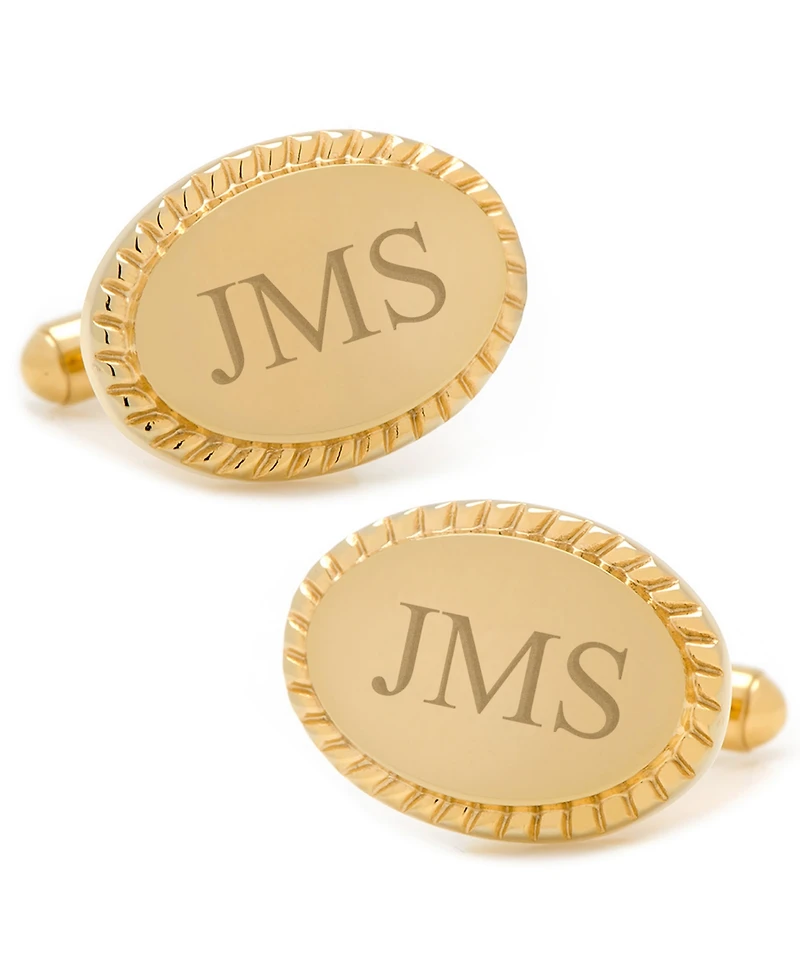 Cufflinks Inc. Ox and Bull Trading Co. Rope Border Oval Engravable Cufflinks