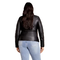City Chic Plus Size Ribbed Biker Jacket