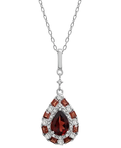 Multi-Gemstone Teardrop 18" Pendant Necklace (1 ct. t.w.) Sterling Silver