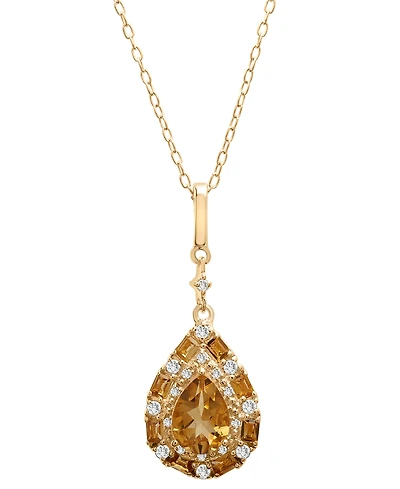 Multi-Gemstone Teardrop 18" Pendant Necklace (1 ct. t.w.) Sterling Silver