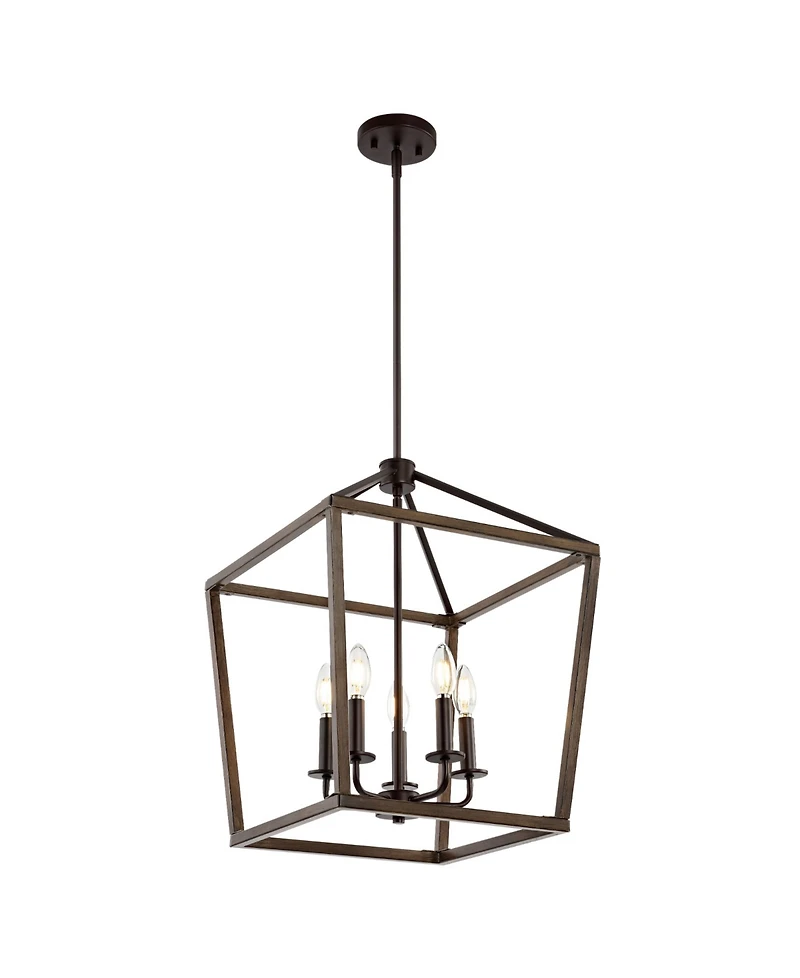 Oria 5-Light Iron Farmhouse Industrial Lantern Led Pendant