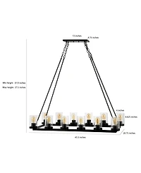 Athos 12-Light Seeded Rustic Farmhouse Linear Led Chandelier