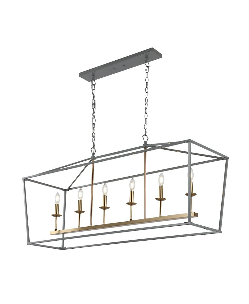 Pagoda Linear 6-Bulb Classic Traditional Led Pendant