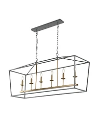 Pagoda Linear 6-Bulb Classic Traditional Led Pendant