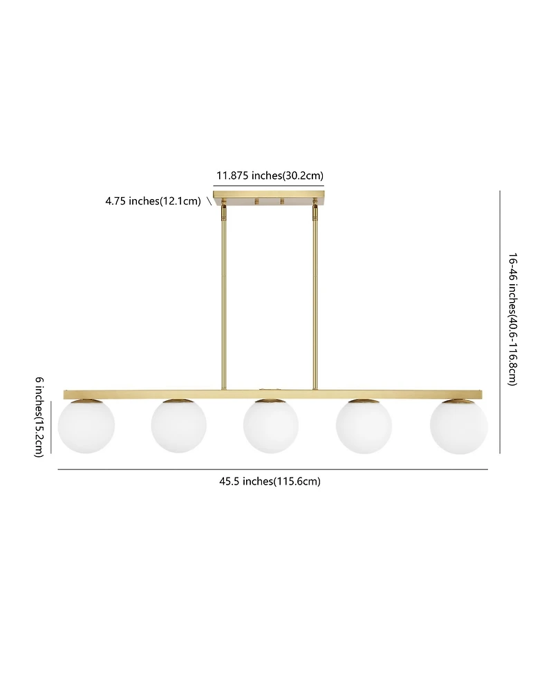 Luca Parisian 5-Light Modern Glam Iron Globe Linear Led Pendant