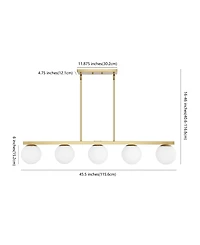Luca Parisian 5-Light Modern Glam Iron Globe Linear Led Pendant