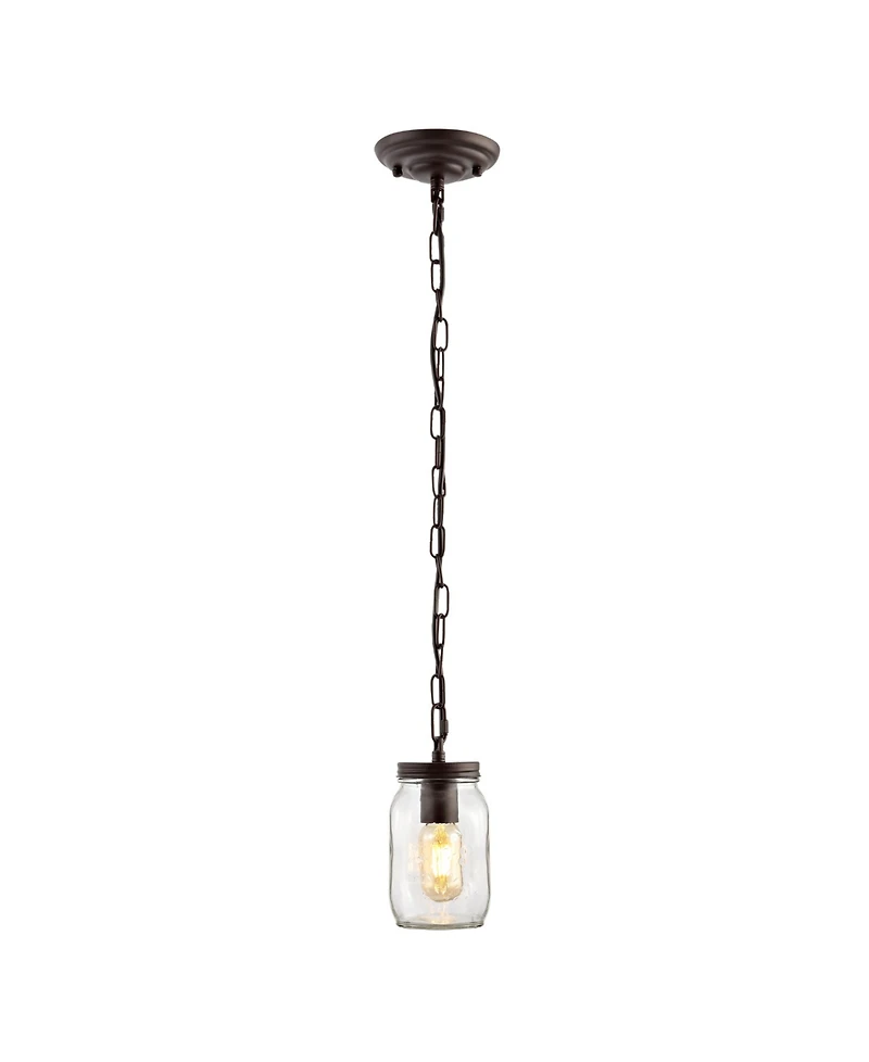 Gaines 1-Light Farmhouse Industrial Iron Mason Jar Led Pendant