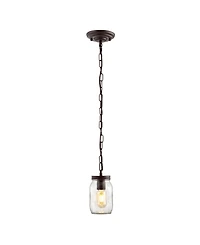 Gaines 1-Light Farmhouse Industrial Iron Mason Jar Led Pendant