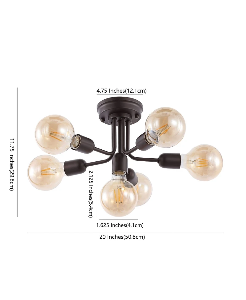 Marcel 6-Light Globe Farmhouse Modern Iron Bistro Led Semi Flush Mount