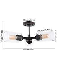 Jaymes 3-Light Farmhouse Industrial Iron Cylinder Led Semi Flush Mount