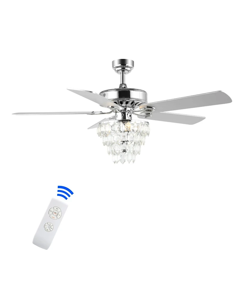 Mindy 3-Light Glam Modern Crystal Shade Led Ceiling Fan with Remote