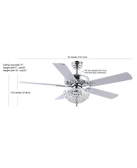 Mandy 3-Light Glam Classic Crystal Dome Shade Led Ceiling Fan with Remote