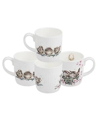 Royal Worcester Wrendale Feather Your Nest Mug, Set of 4