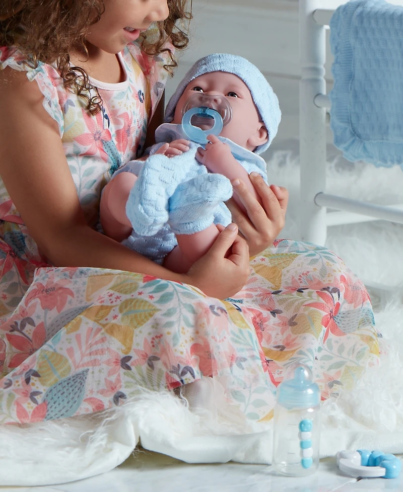 La Newborn 15" Real Boy Baby Doll Blue Knit Outfit - Knit Outfit