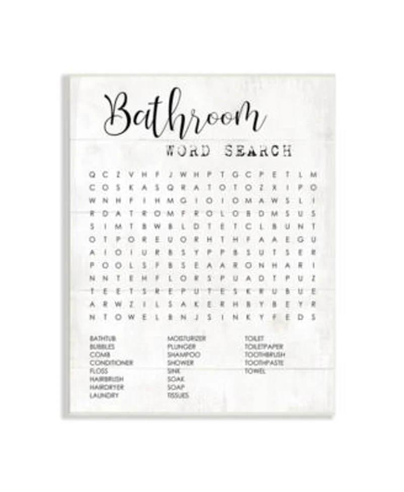 Stupell Industries Bathroom Word Search Fun Family Word Design Wall Plaque Art Collection By Daphne Polselli