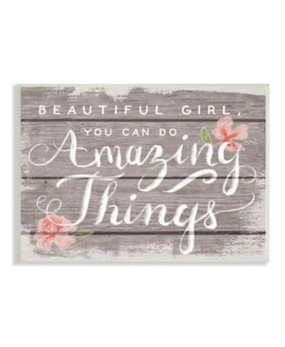 Stupell Industries Beautiful Girl Inspirational Kids Flower Word Design Wall Plaque Art Collection By Daphne Polselli