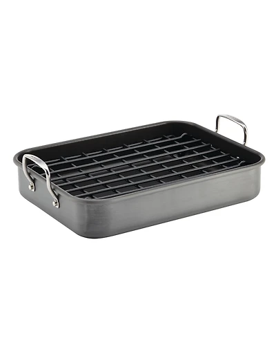 Rachael Ray Hard-Anodized Non-Stick 12" x 16" Roaster & Dual-Height Rack