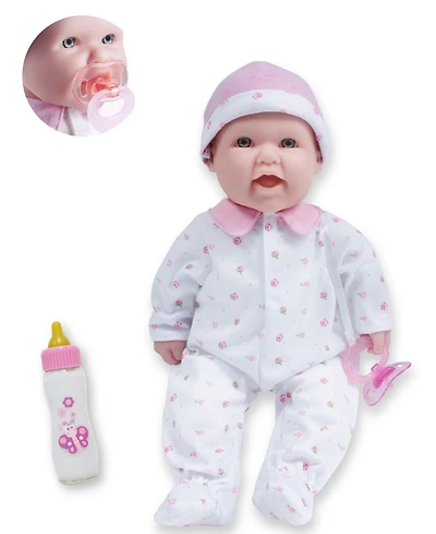 La Baby Caucasian 16" Soft Body Baby Doll Pink Outfit