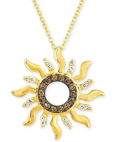 Le Vian Nude Diamond (1/10 ct. t.w.) & Chocolate Diamond (1/6 ct. t.w.) Sun Pendant Necklace in 14k Gold, 18" + 2" extender