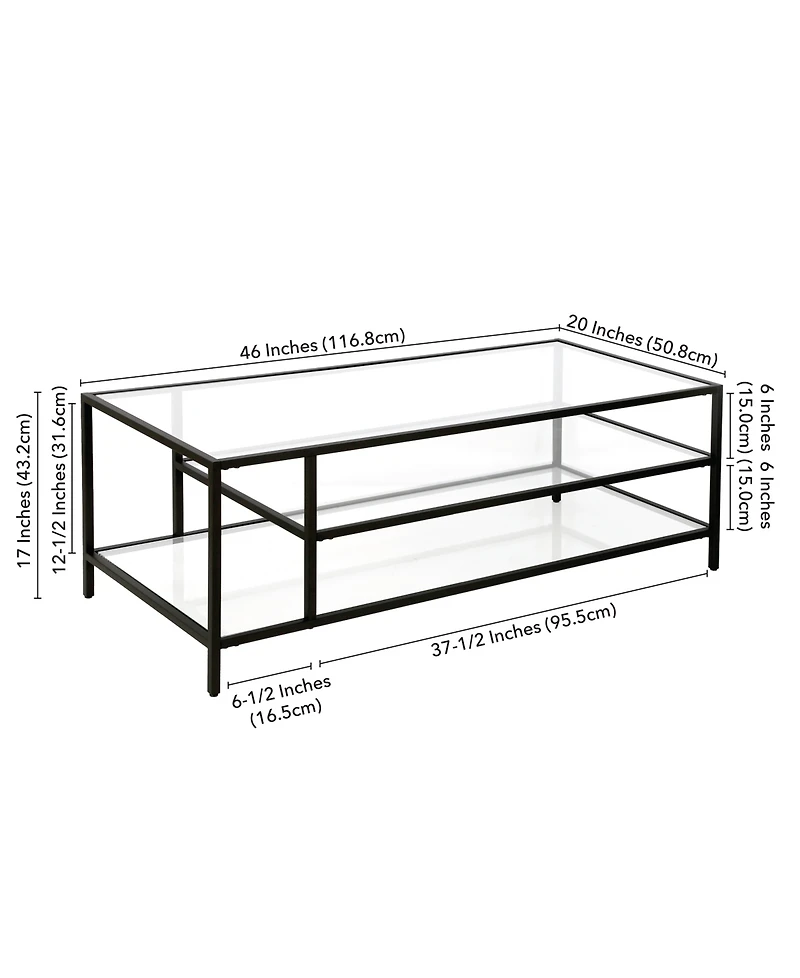 Winthrop Coffee Table with Shelves, 46" x 20"