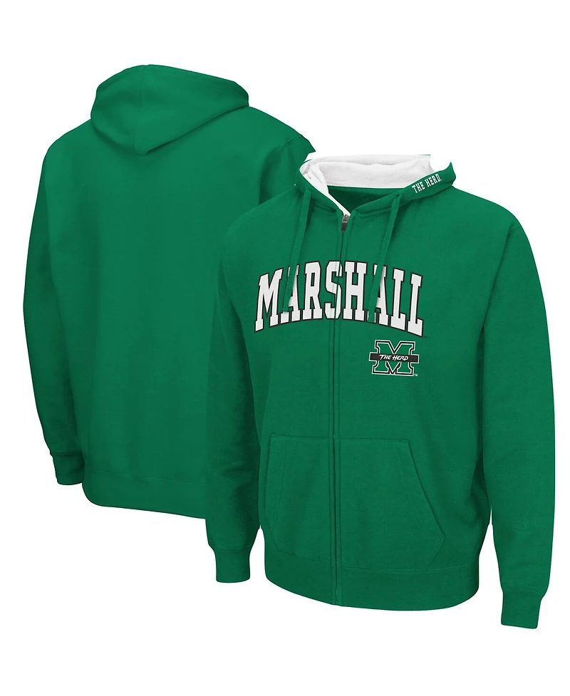 Men's Kelly Green Marshall Thundering Herd Arch Logo 3.0 Full-Zip Hoodie