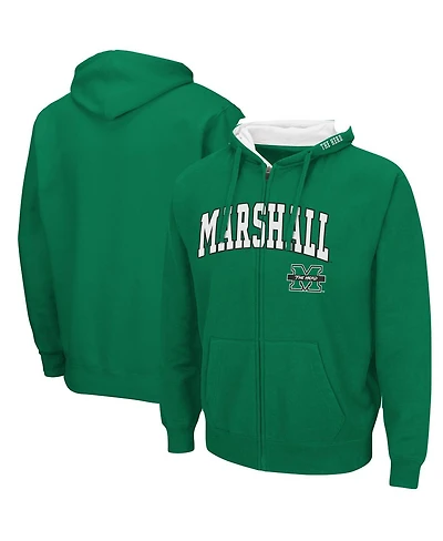 Men's Kelly Green Marshall Thundering Herd Arch Logo 3.0 Full-Zip Hoodie