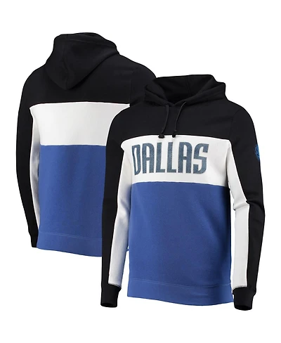 Men's Black, White Dallas Mavericks Wordmark Colorblock Fleece Pullover Hoodie