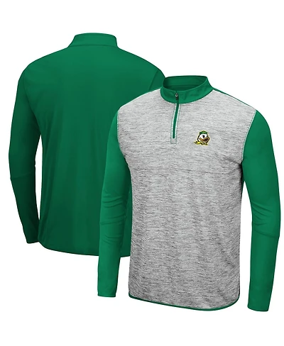 Men's Heathered Gray, Green Oregon Ducks Prospect Quarter-Zip Jacket