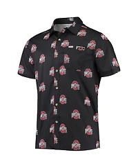 Men's Columbia Black Ohio State Buckeyes Super Slack Tide Omni-Shade Button-Up Shirt