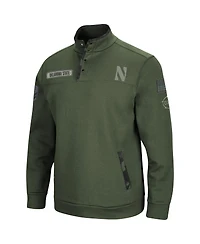 Men's Olive Northwestern Wildcats Oht Military-Inspired Appreciation Digital Camo Quarter-Snap Jacket