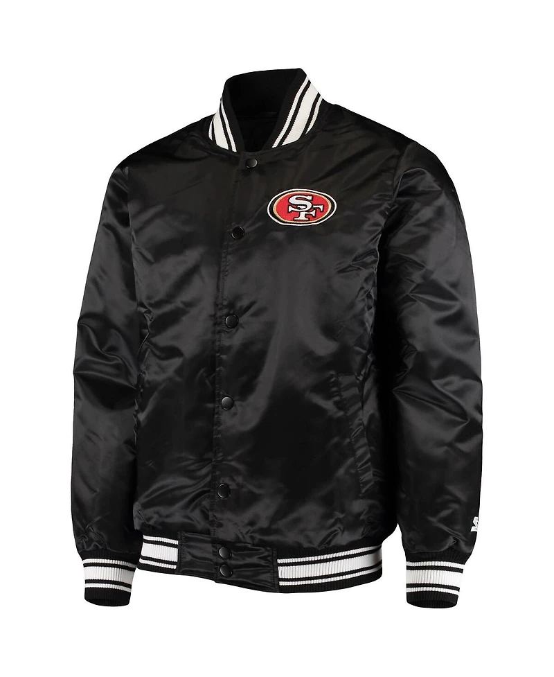 Men's Black San Francisco 49ers Locker Room Satin Varsity Full-Snap Jacket