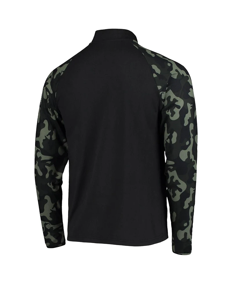 Men's Black, Camo Iowa State Cyclones Oht Military-Inspired Appreciation Take Flight Raglan Quarter-Zip Jacket
