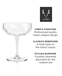 Viski Raye Faceted Crystal Coupe, Set of 2, 7 Oz