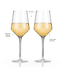 Viski Raye Angled Crystal Chardonnay Wine Glasses, Set of 2, 13 Oz