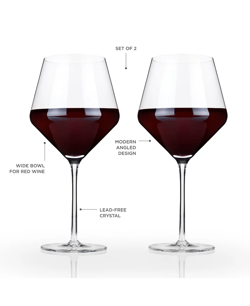 Viski Raye Angled Burgundy, Set of 2, 21 Oz