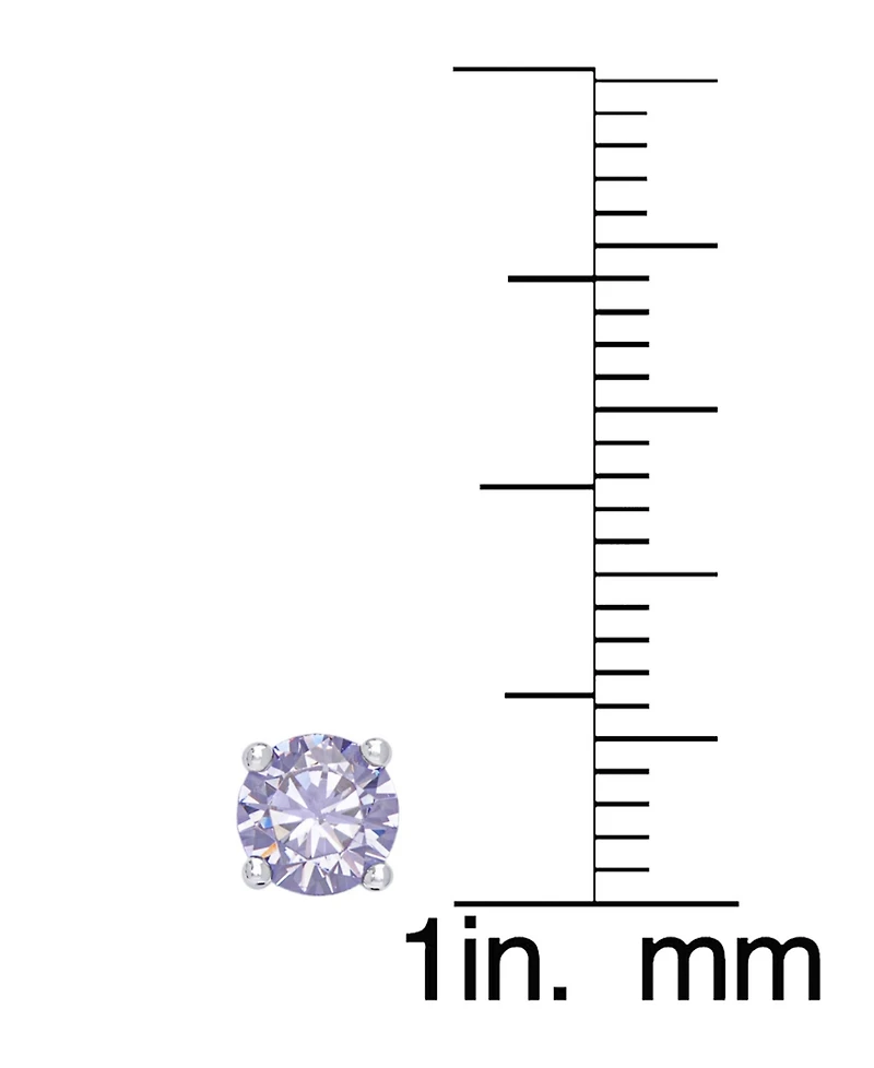 Ball, Clear, Cubic Zirconia and Rose Stud 4-Piece Earrings Set in Fine Silver Plate