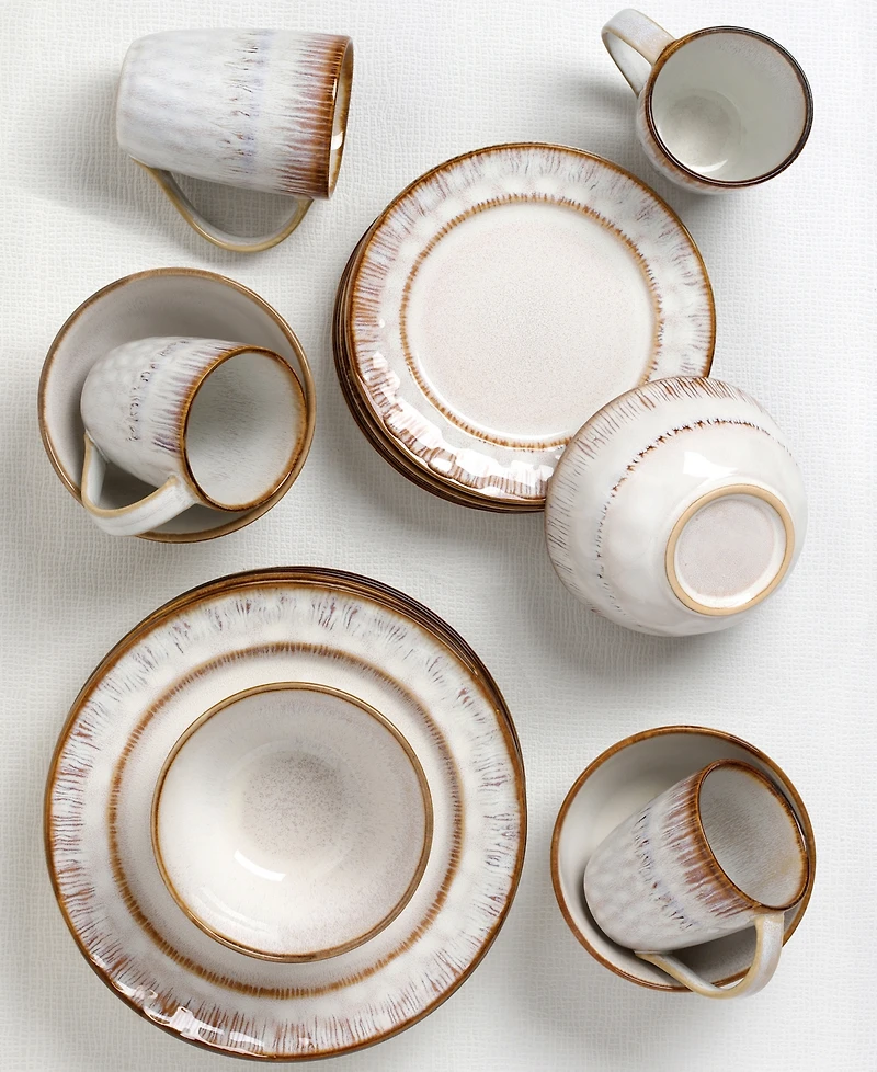 Lorren Home Trends Stoneware Mocca Swirl, Set of 16