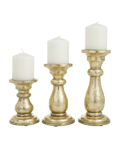 Wood French Country Candle Holder, Set of 3