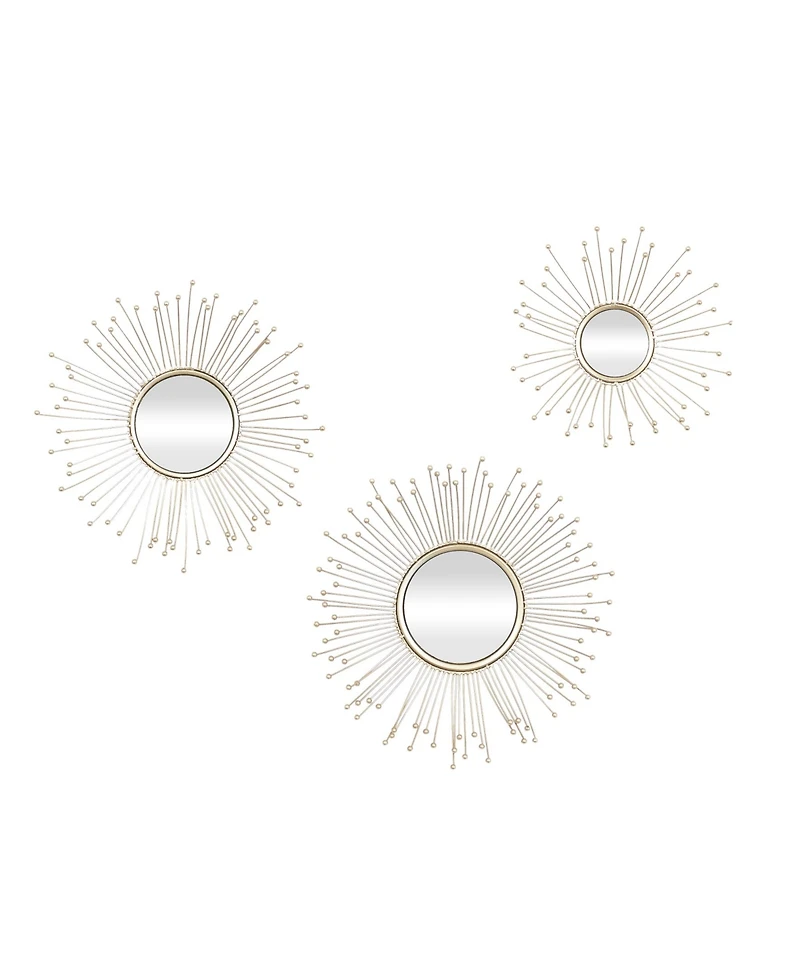 Metal Glam Wall Mirror, Set of 3