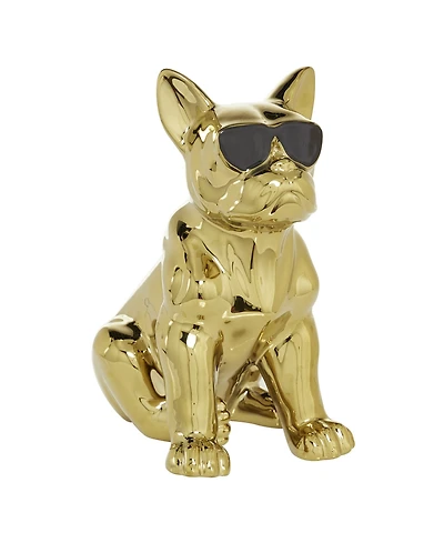 CosmoLiving by Cosmopolitan Ceramic Glam Dog Sculpture, 12" x 6"