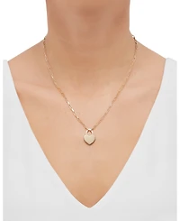 Heart Padlock Paperclip Link 18" Pendant Necklace 18k Gold-Plated Sterling Silver (Also Silver)