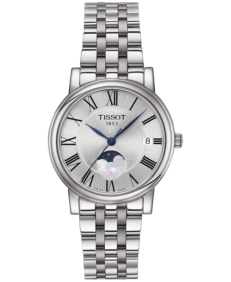 Tissot Women's Carson Premium Lady Moonphase Stainless Steel Bracelet Watch 32mm