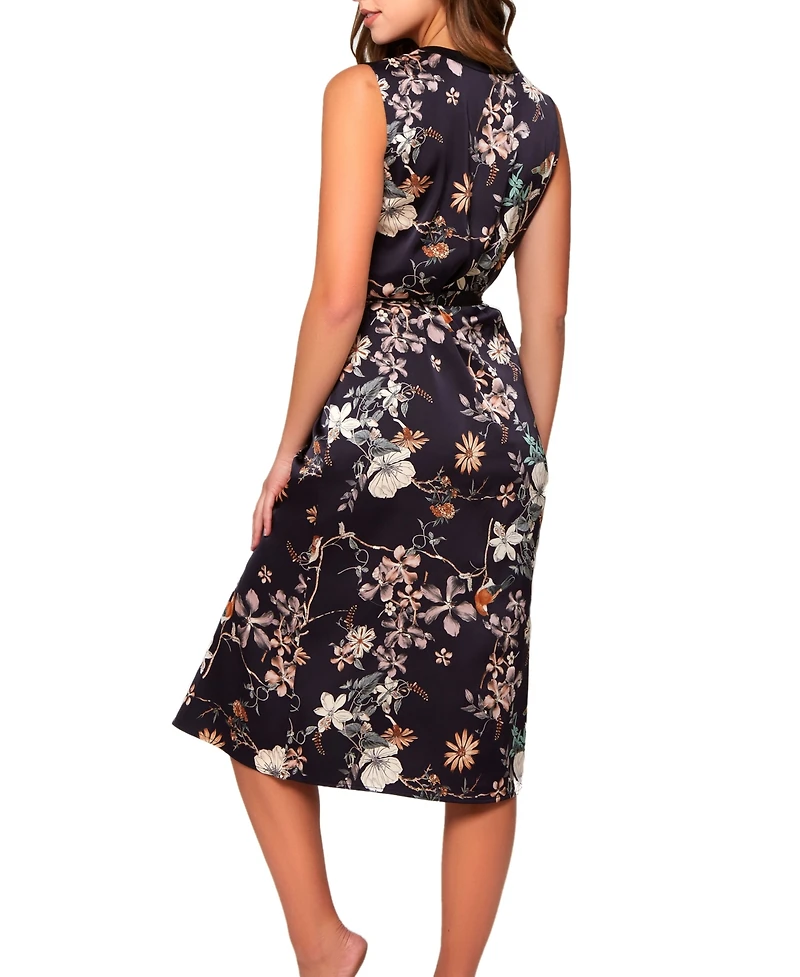 Women's Iris Slip Over Stretch Satin Floral Dress or Gown
