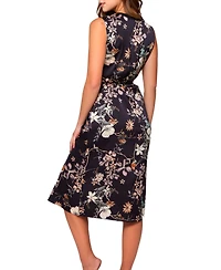 Women's Iris Slip Over Stretch Satin Floral Dress or Gown