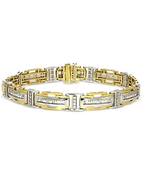 Men's Diamond Baguette & Round Link Bracelet (2-1/2 ct. t.w.) in 10k Two-Tone Gold