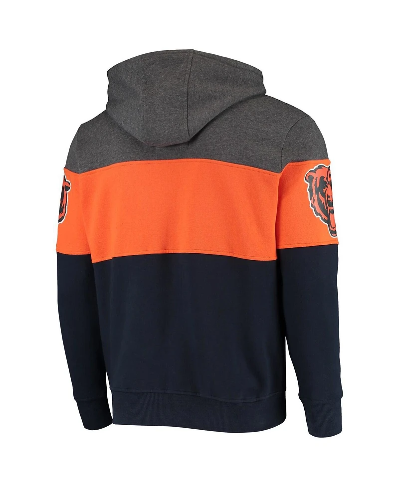 Men's Heathered Gray, Orange Chicago Bears Extreme Fireballer Pullover Hoodie