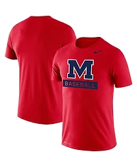 Men's Red Ole Miss Rebels Baseball Logo Stack Legend Performance T-shirt